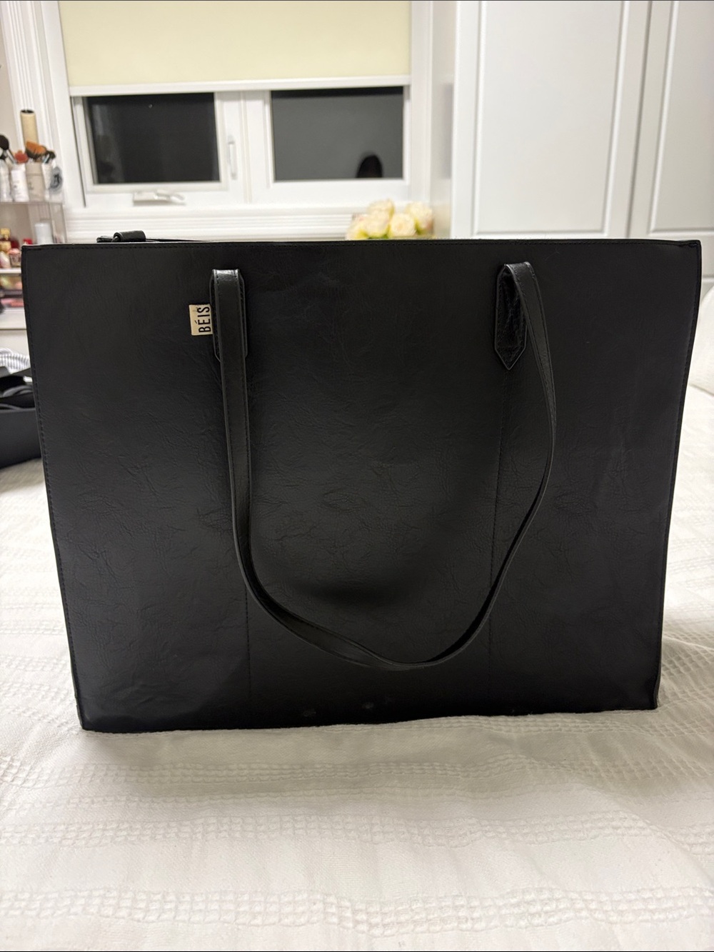 BEIS Black Everyday Tote with Slim Shoulder Straps